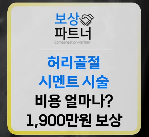 요추2번 허리 시멘트 시술 비용 내 보험에서 보상 받기!(1,900만원)